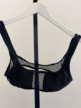 L*Space Black Fishnet Bikini Top XS